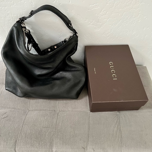 XL GUCCI ICON BIT Pebble Leather Black HOBO & Cross-body Bag - Picture 5 of 17